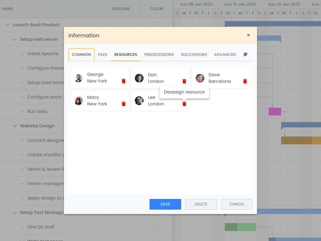 Task editor customization demo - Shows how to customize the task editor, using a TinyMCE field for the Notes tab.