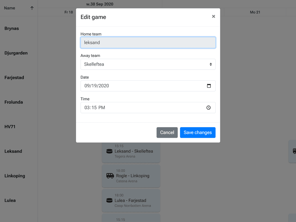 Replace the event editor