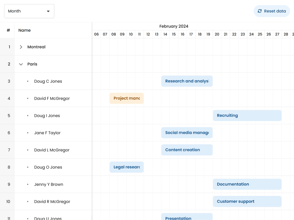 Infinite scroll tree