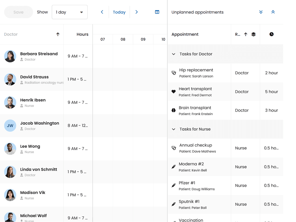 Drag unplanned tasks