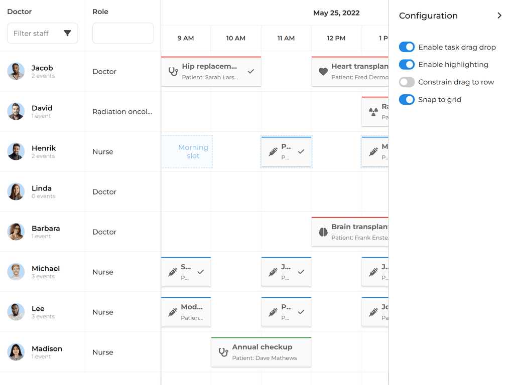 Highlight task calendars