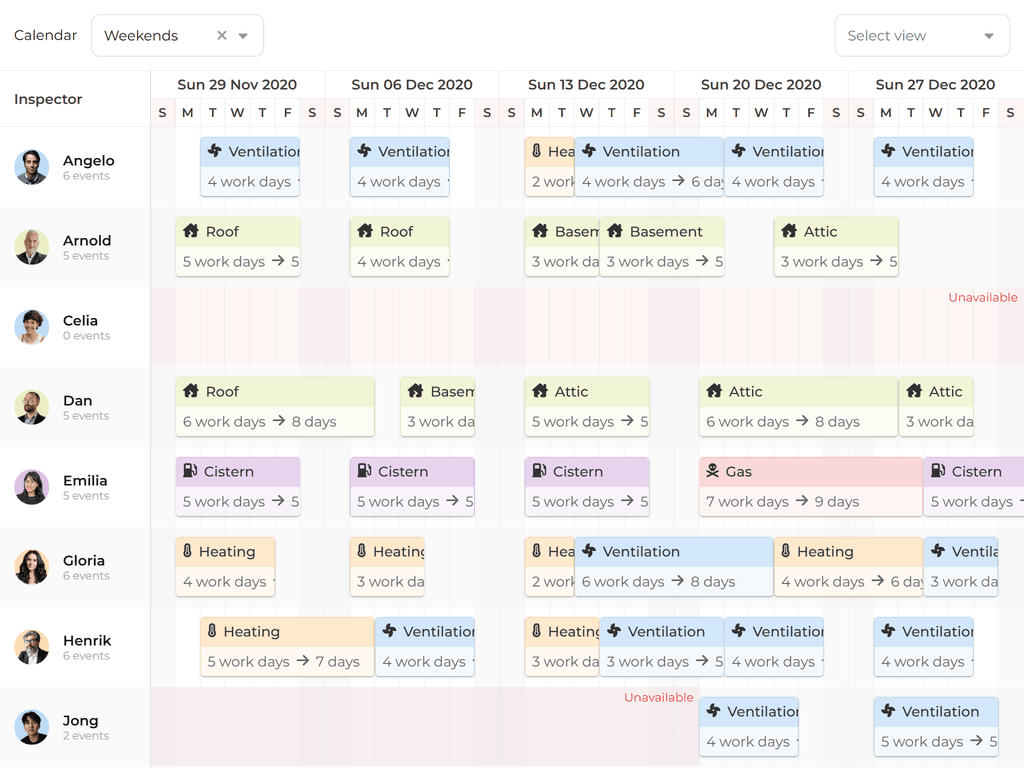 Showing and respecting weekends