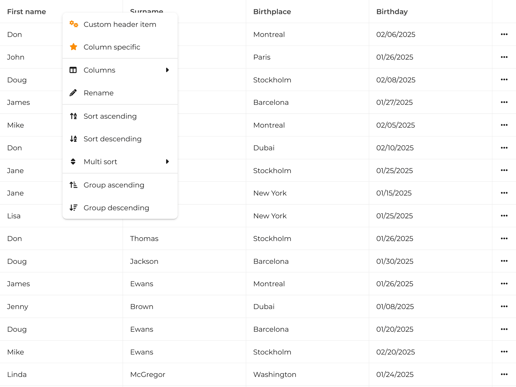 Context Menu Demo