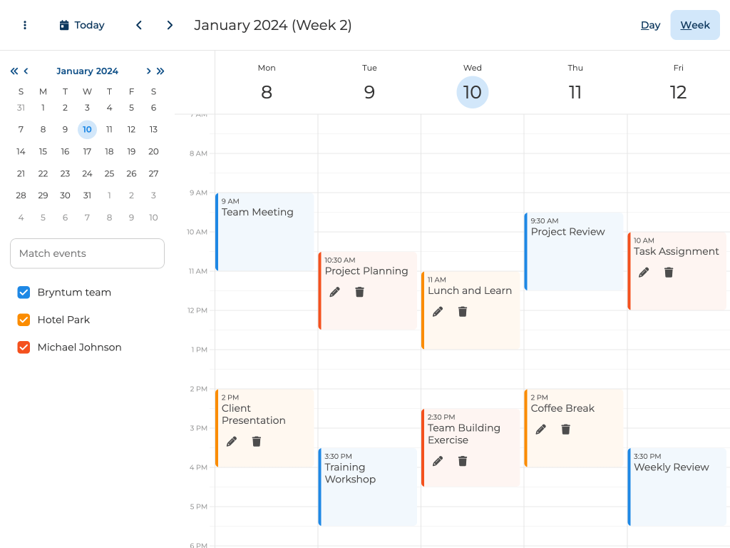 Icon buttons to events in DayViews and WeekViews