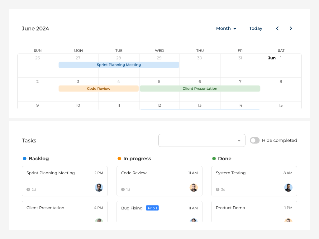 Calendar + Taskboard integration