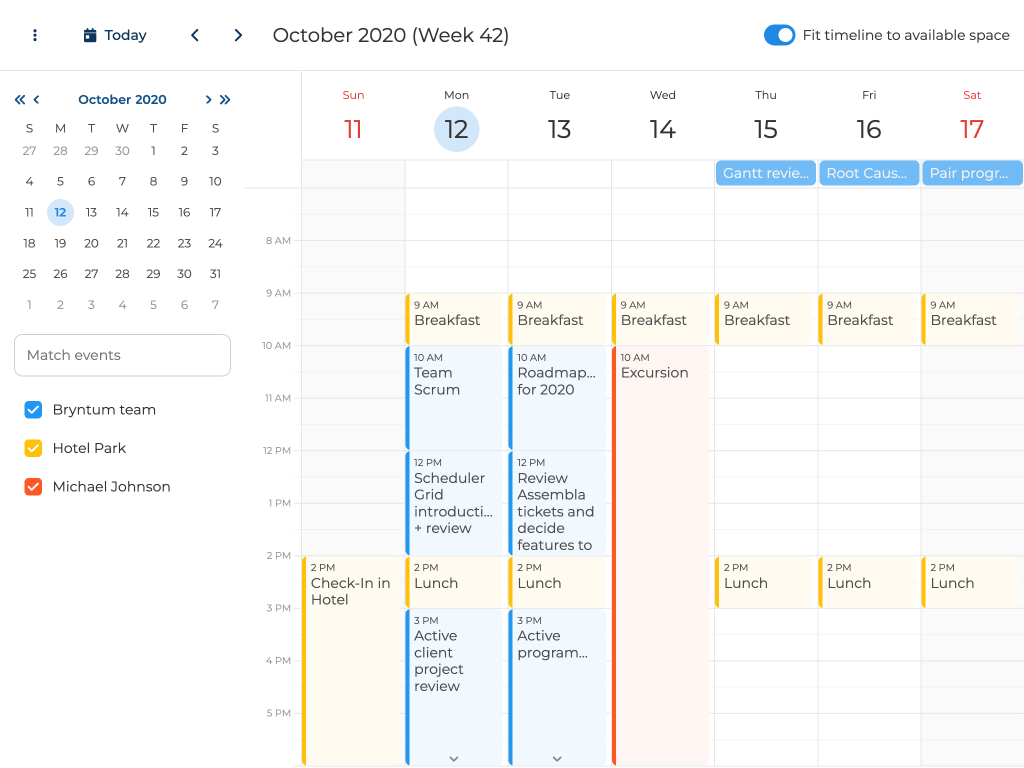 Fit timeline to available space