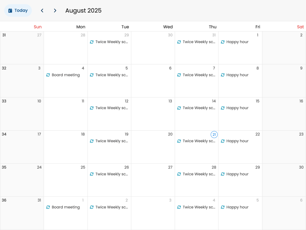 Customized event editor