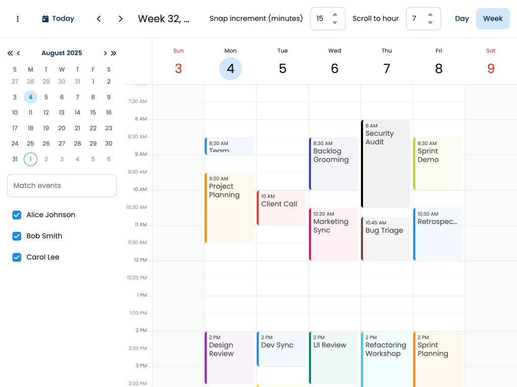 Configuring visible hours