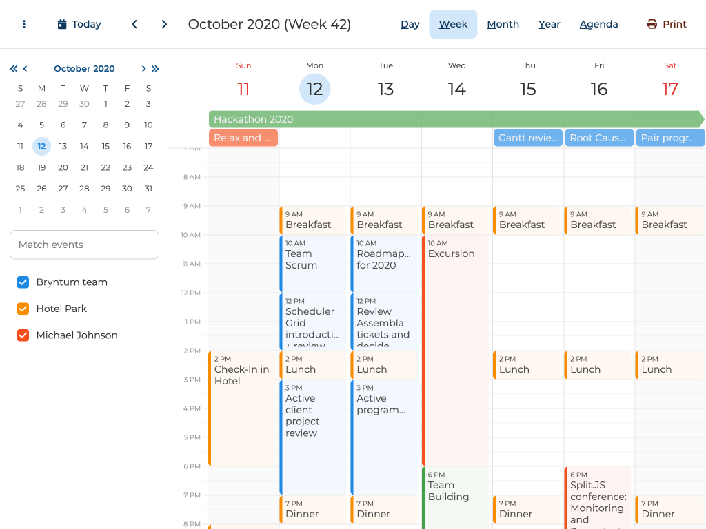 Calendar print feature