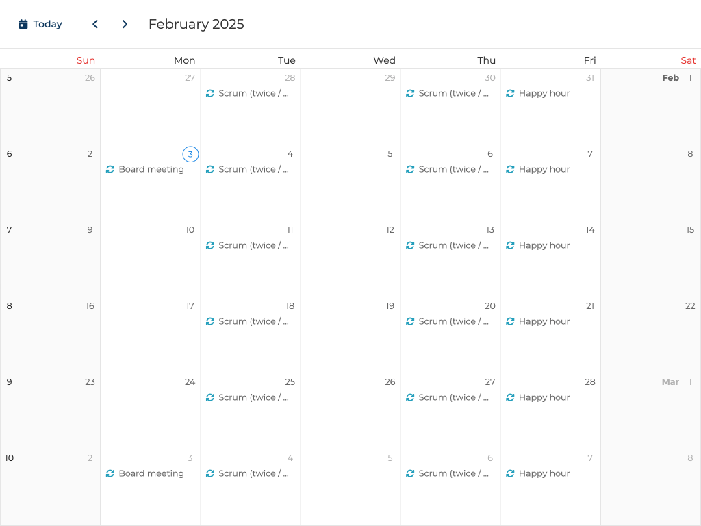Recurring events