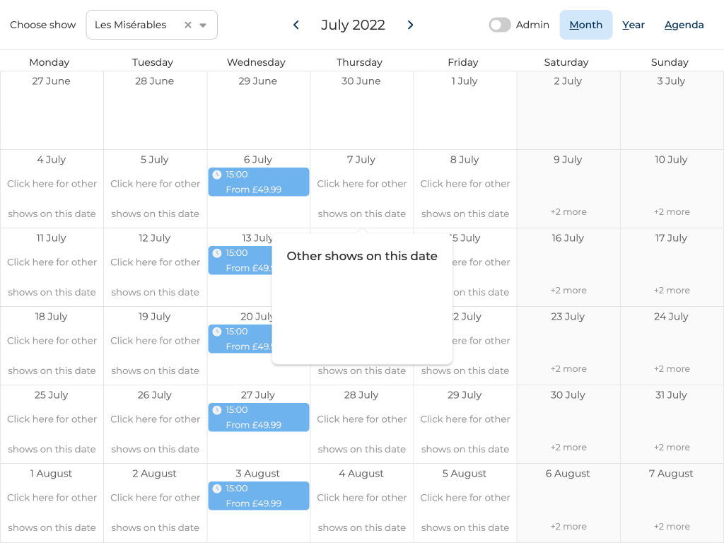Show booking and scheduling UI