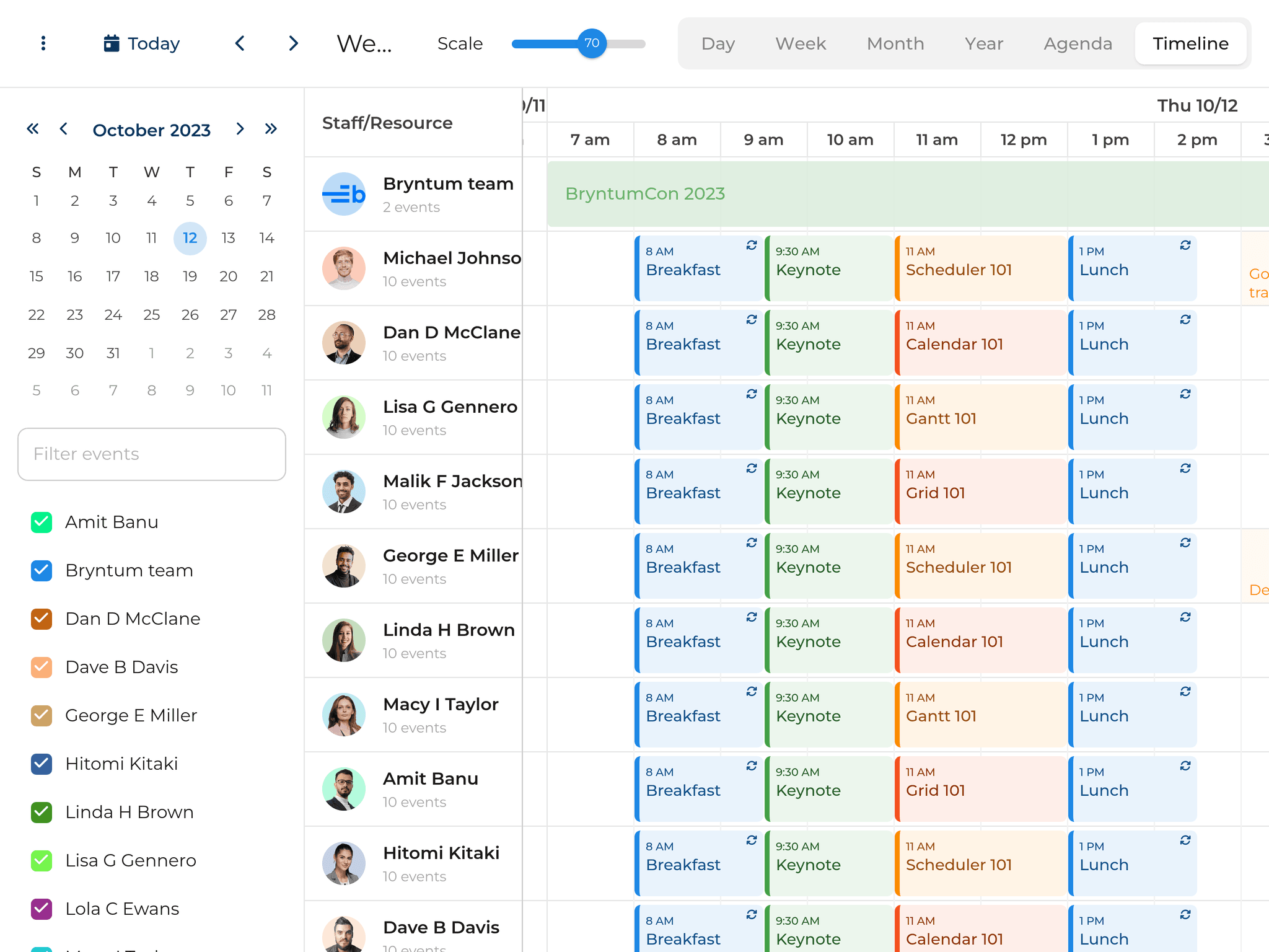 Bryntum Calendar - Scheduler Timeline Demo