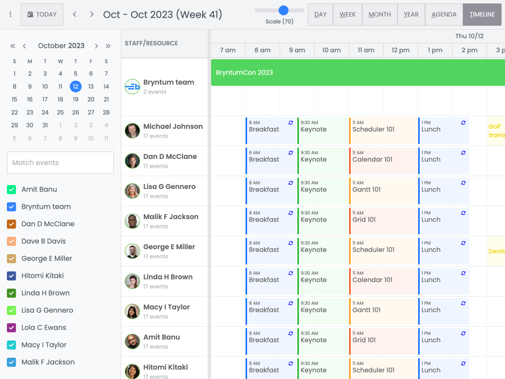 Scheduler Timeline Demo - This example shows how to use a Scheduler in a Calendar.