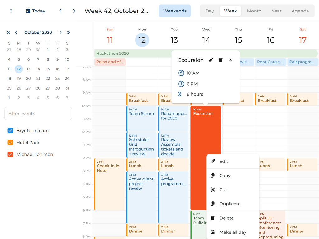 Customized context menus