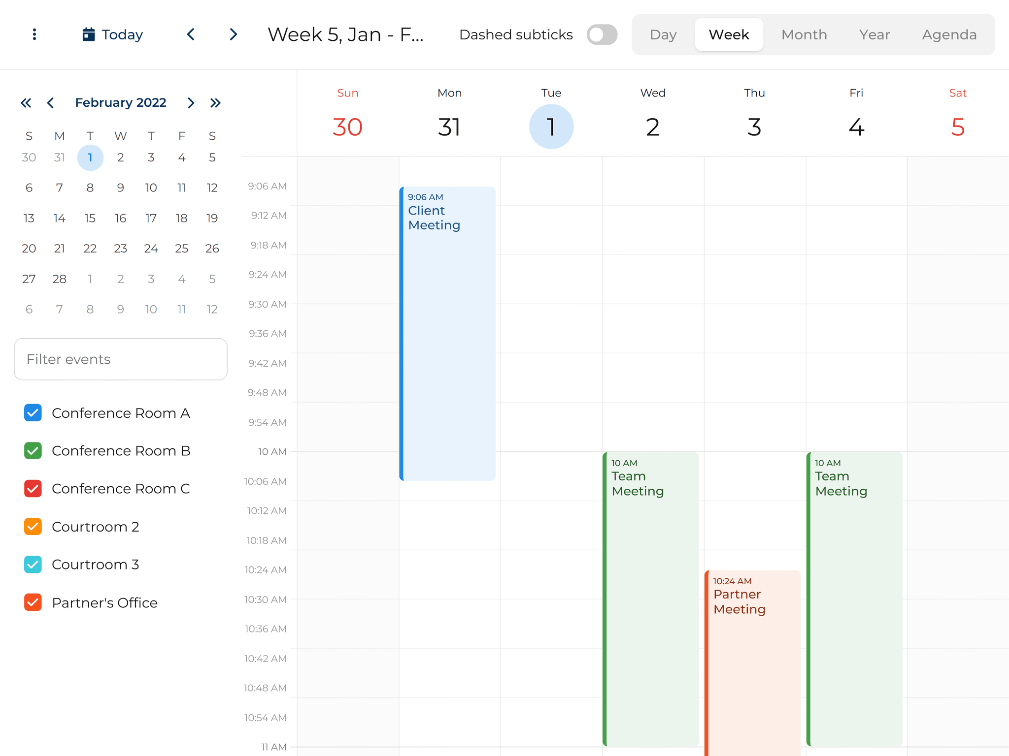 Bryntum Calendar Timeaxis ticks demo