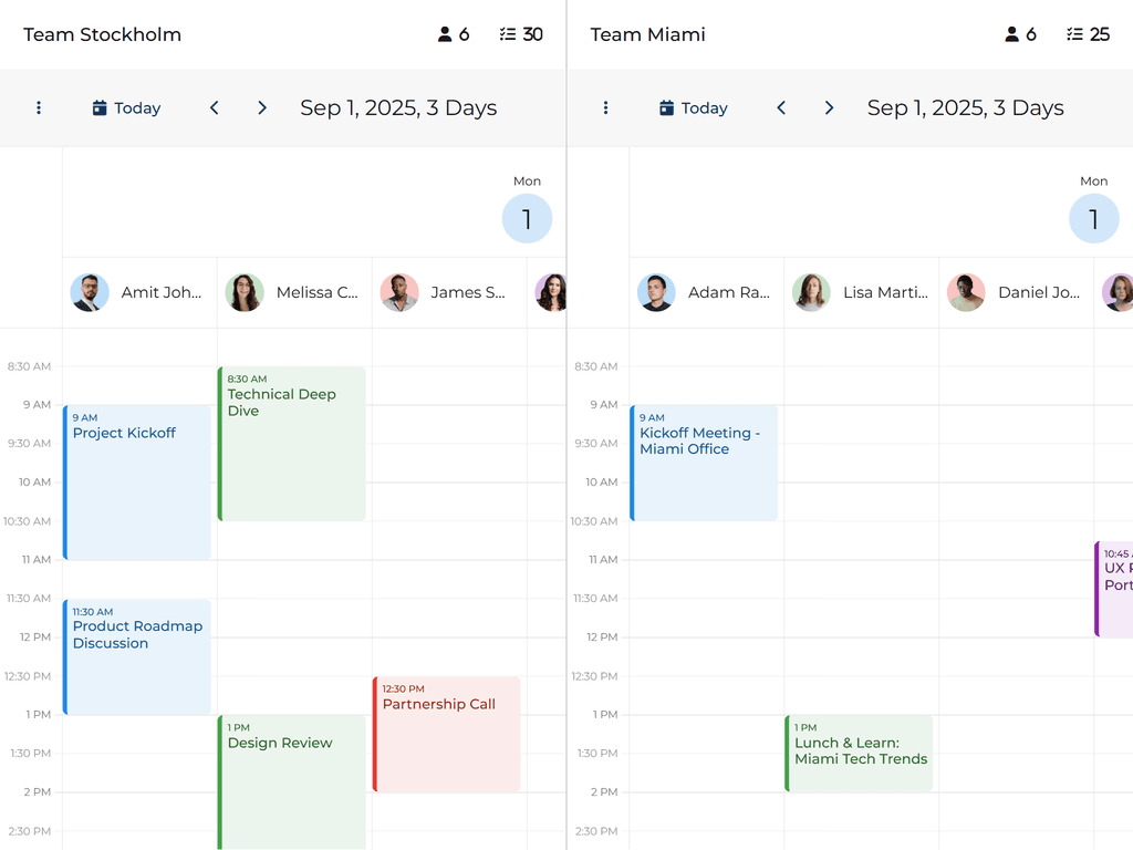 Drag events between two Calendar instances