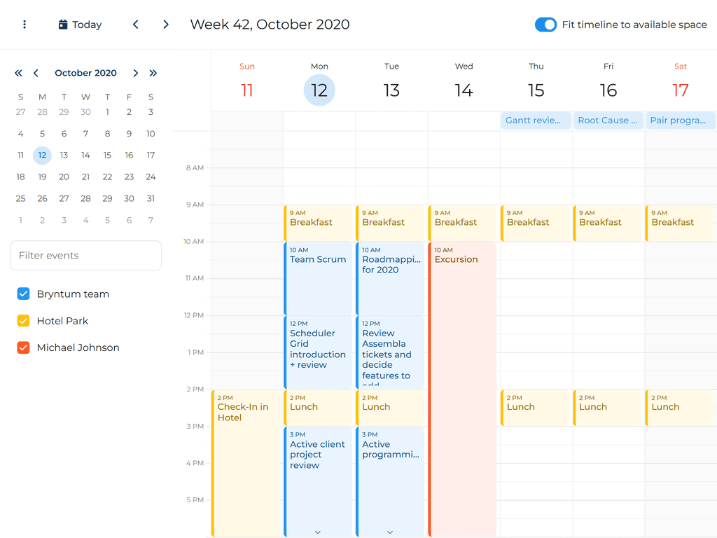 Fit timeline to available space