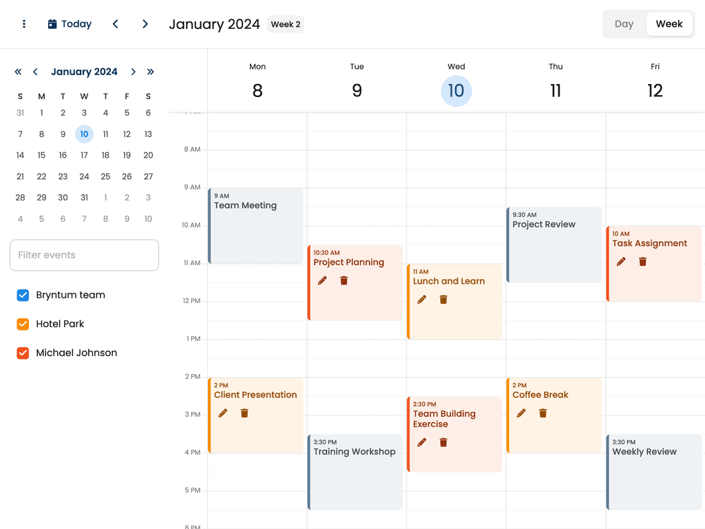 Icon buttons to events in DayViews and WeekViews