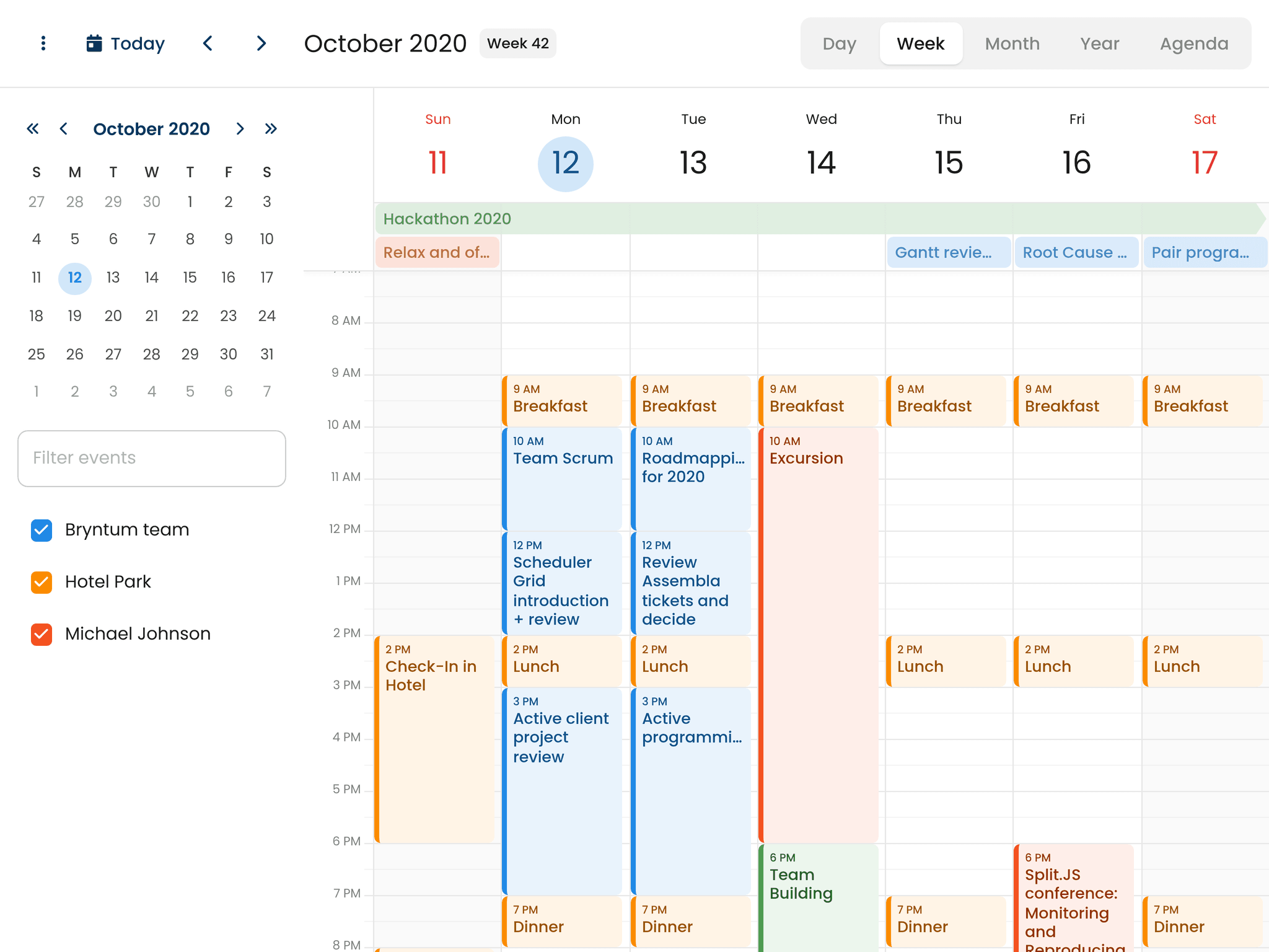 Bryntum Calendar - Basic demo (Angular)