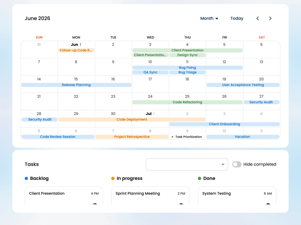 Calendar + Taskboard integration