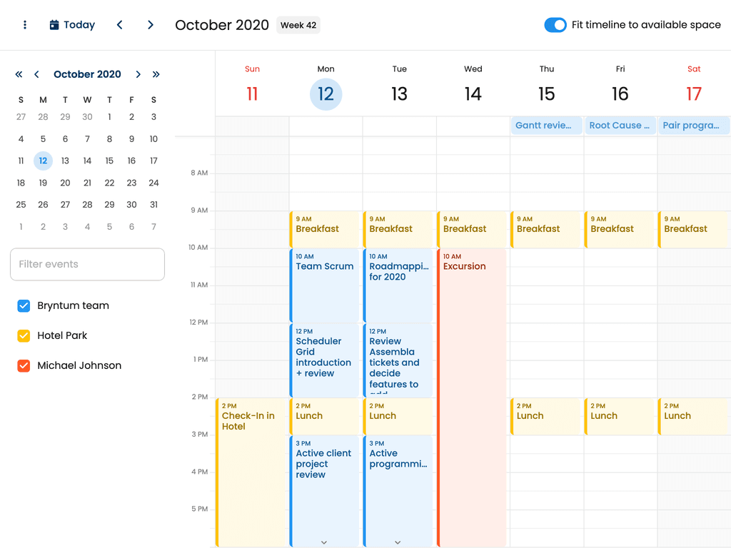 Fit timeline to available space