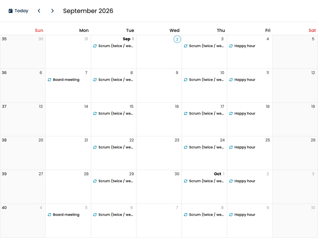 Recurring events