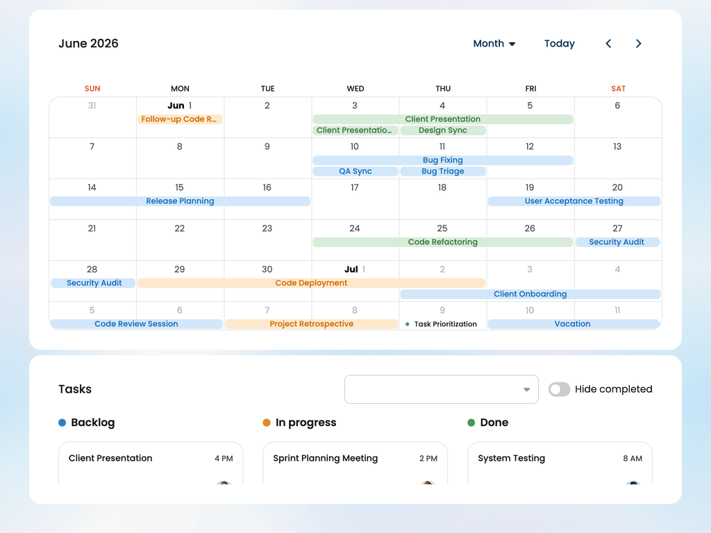 Calendar + Taskboard integration