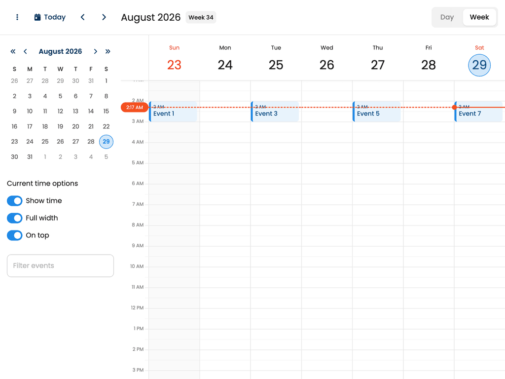 Show the current time line in different ways