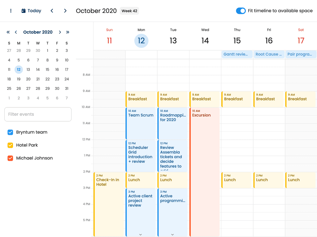 Fit timeline to available space