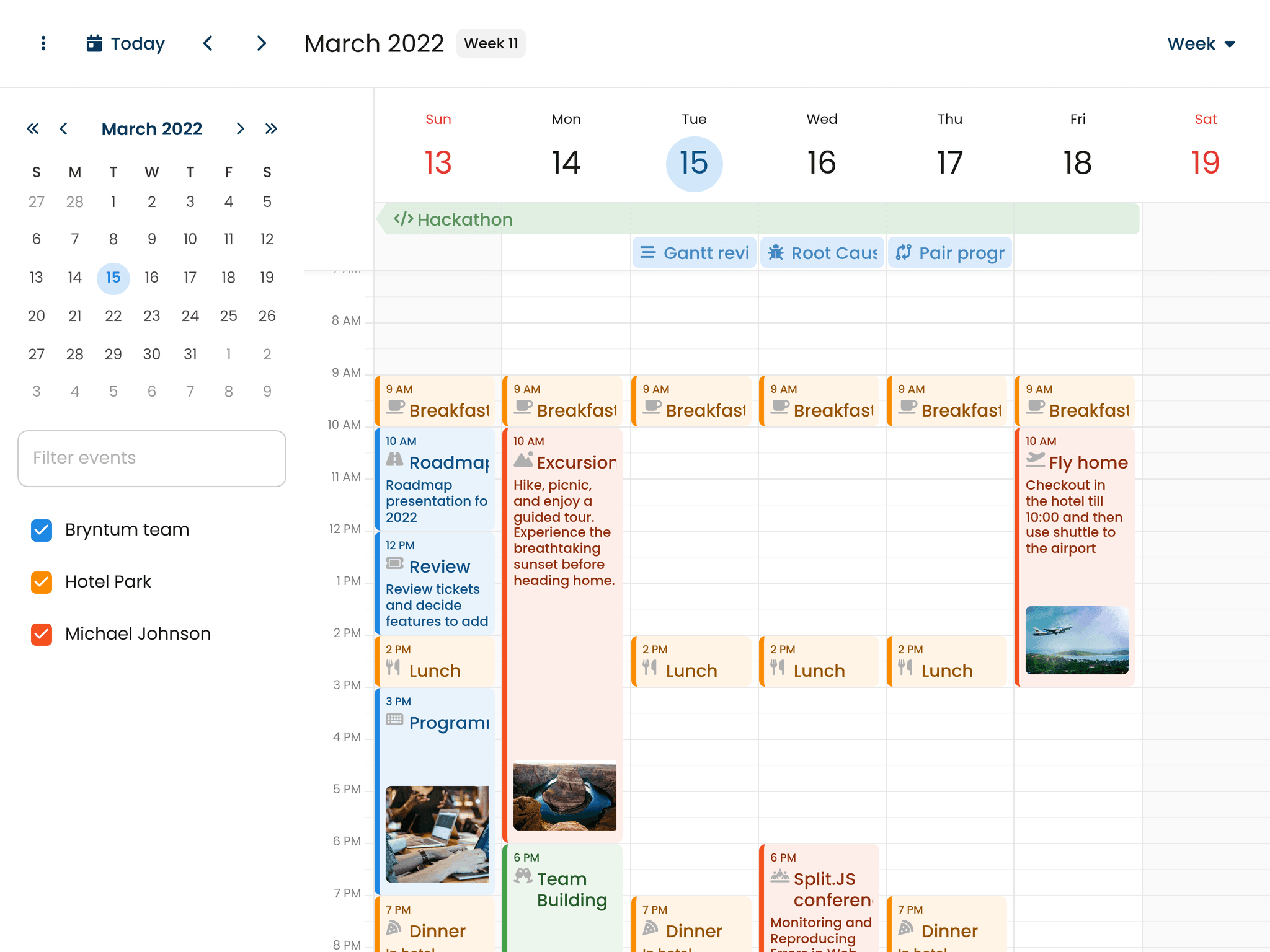 Bryntum Calendar - Using React renderers (React + Vite)
