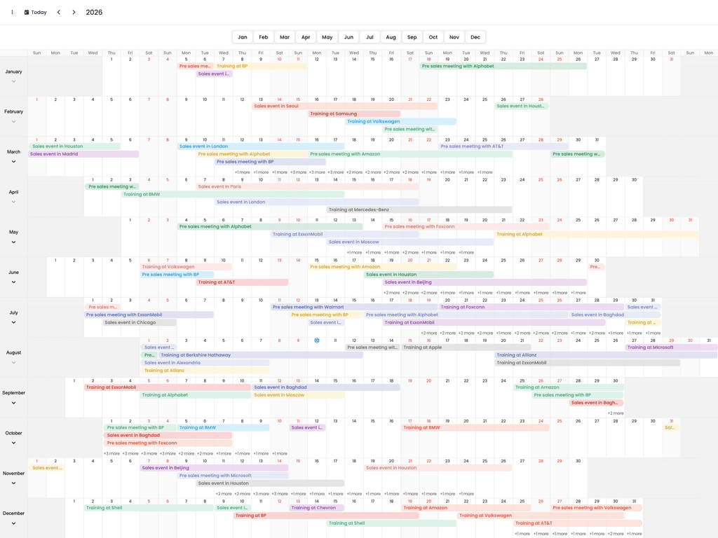 Year planner view