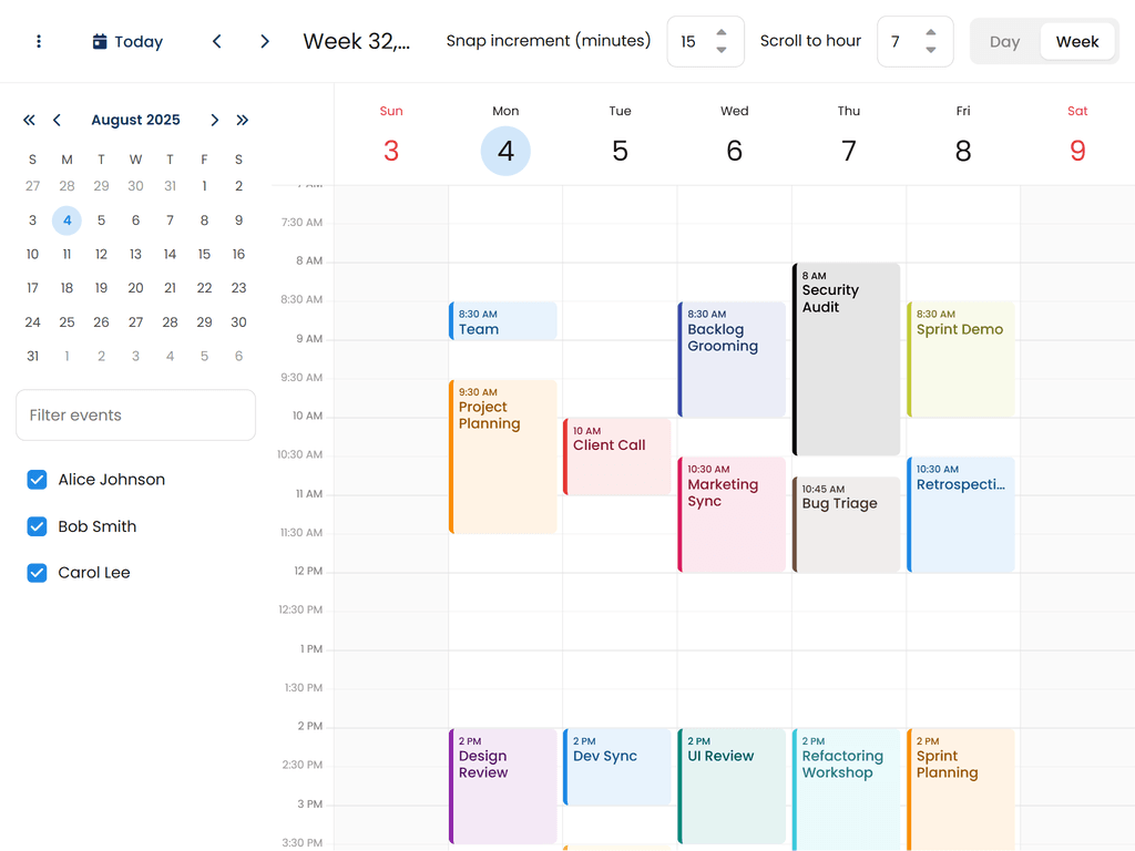 Configuring visible hours