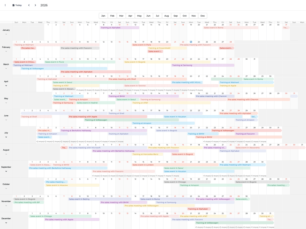 Year planner view