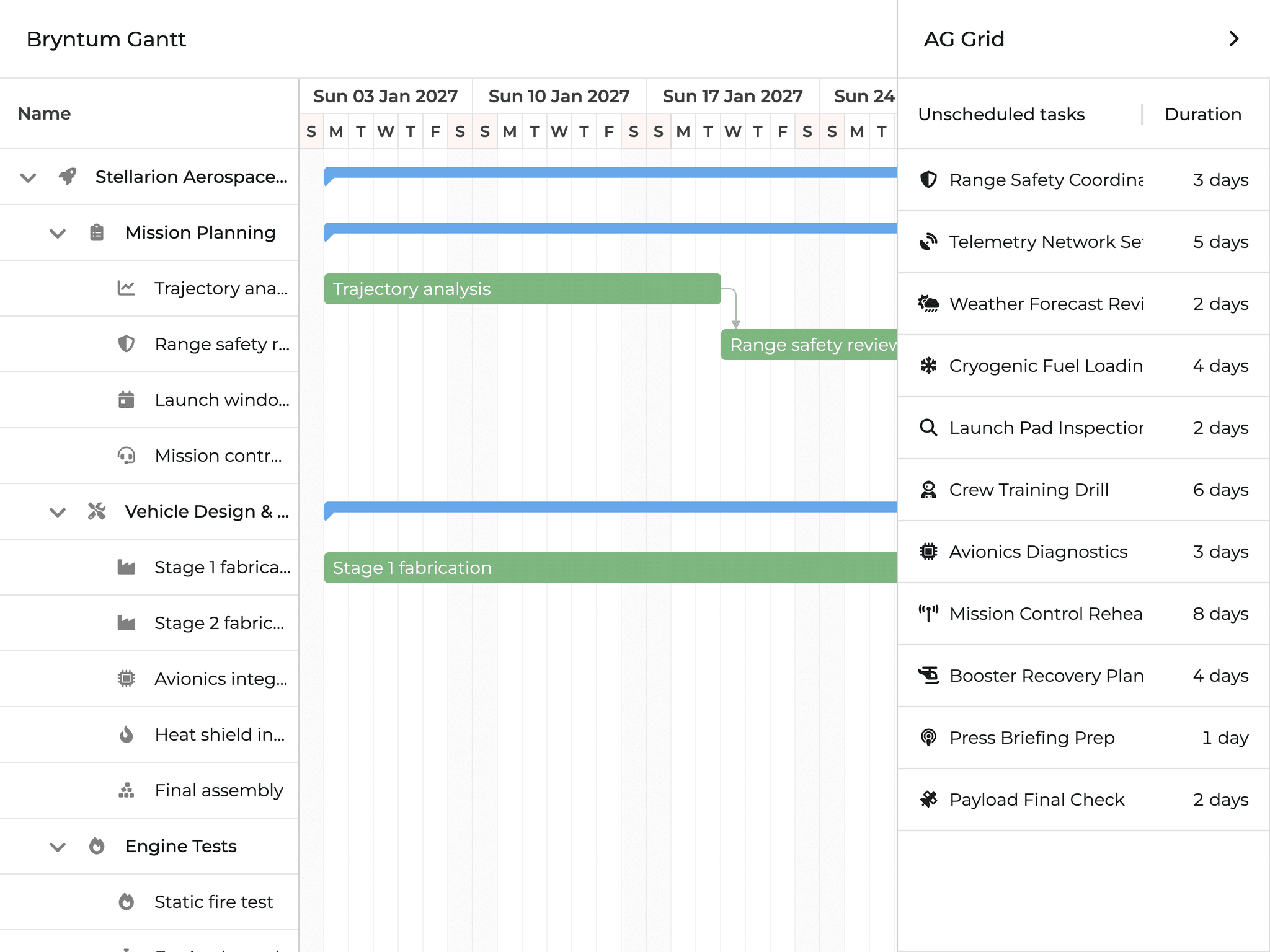 Bryntum Gantt - Drag tasks from AG Grid