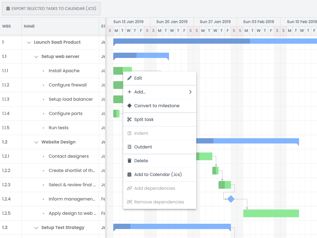 Export tasks to iCal/ICS - This demo shows how to export tasks to ICS format (iCal)