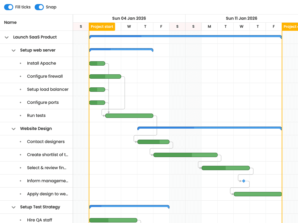 Stretch tasks to fill ticks