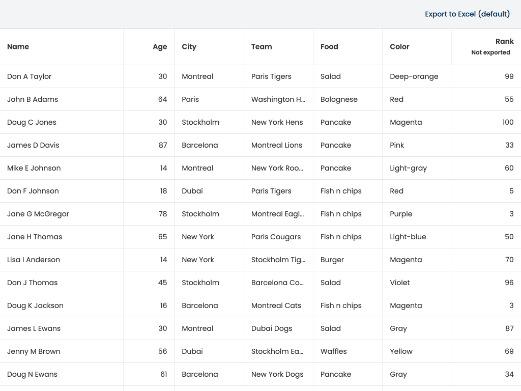 Export to Excel
