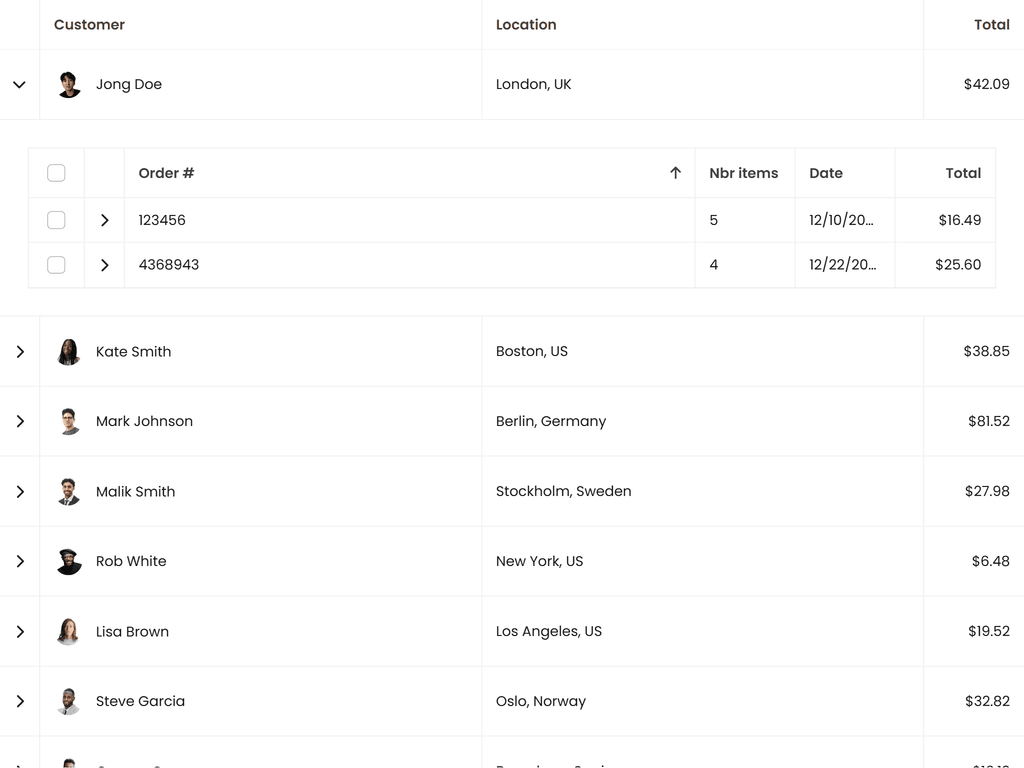 Master detail (grid-in-grid)