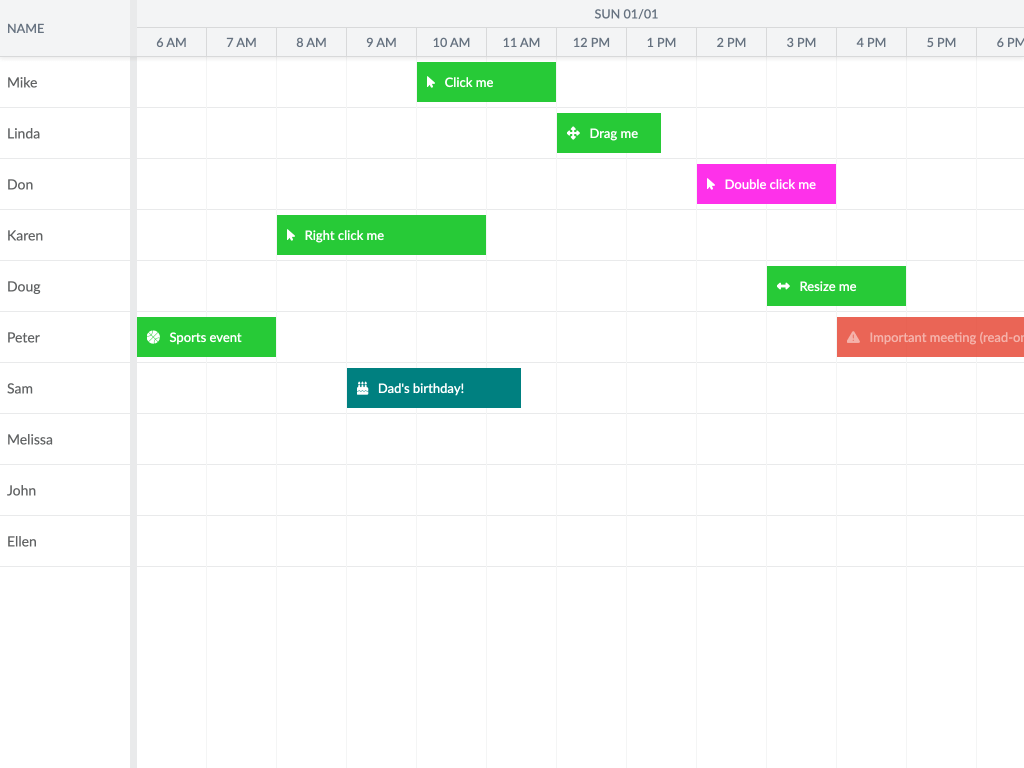 Basic demo - Shows a very basic scheduler setup