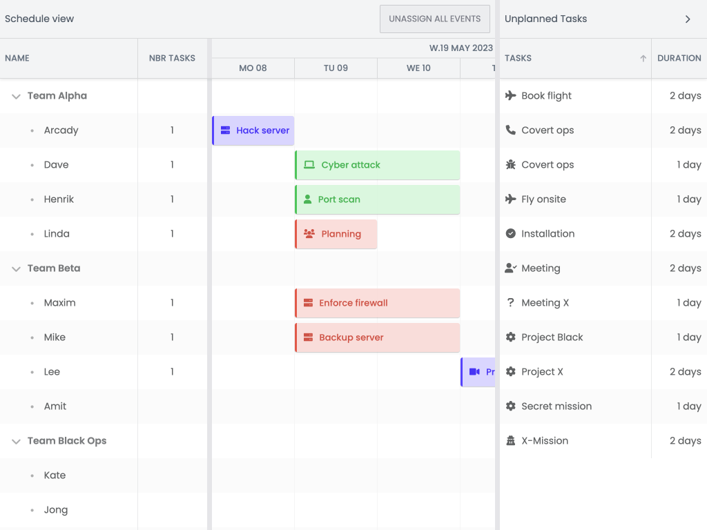 Drag from external grid to a tree - This example shows how to drag tasks from a grid onto a tree schedule.