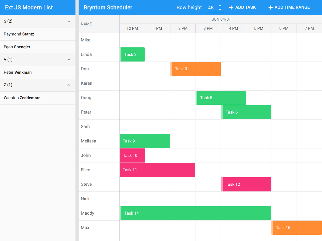 ExtJS Modern App integration demo - Example of a Bryntum Scheduler embedded in an ExtJS Modern application. Read more about ExtJS here: <a href='https://www.sencha.com/products/extjs' style='color: white; font-weight: bold'>https://www.sencha.com</a>