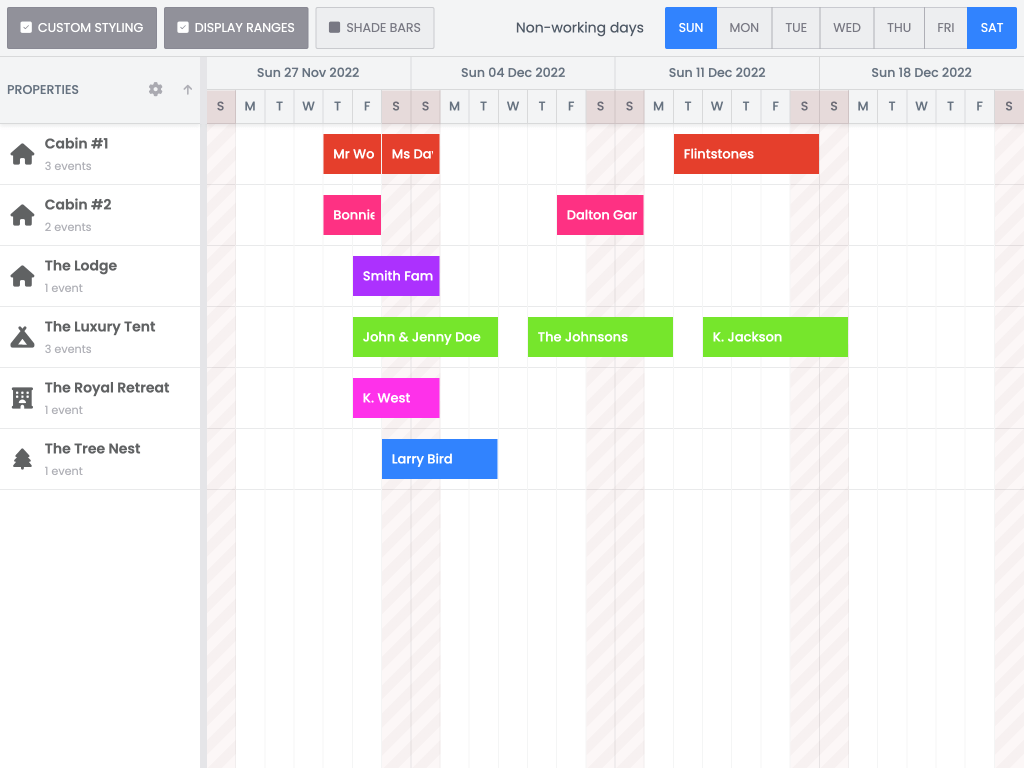 Non-working days demo - The demo shows how to customize Scheduler's weekends and non-working days