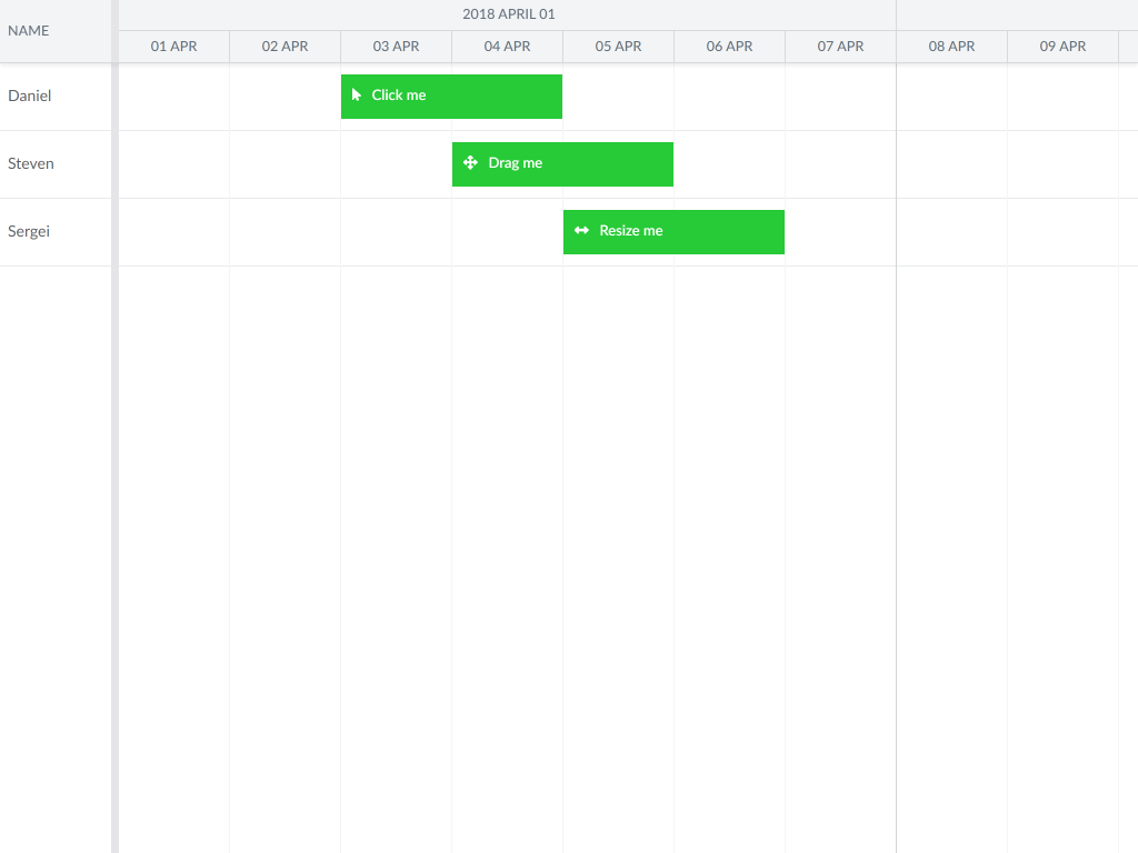 Web Components demo - This example shows how to use the Custom elements version of the scheduler