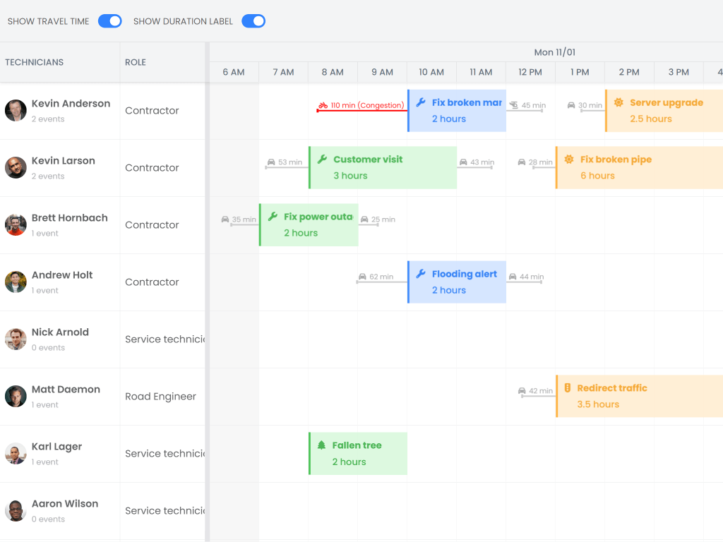 Travel time demo - This demo shows how to visualize travel time before/after an event