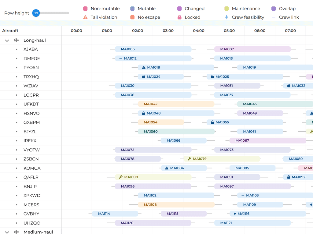 A custom styled flight dispatch UI