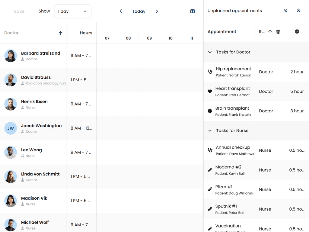 Drag unplanned tasks