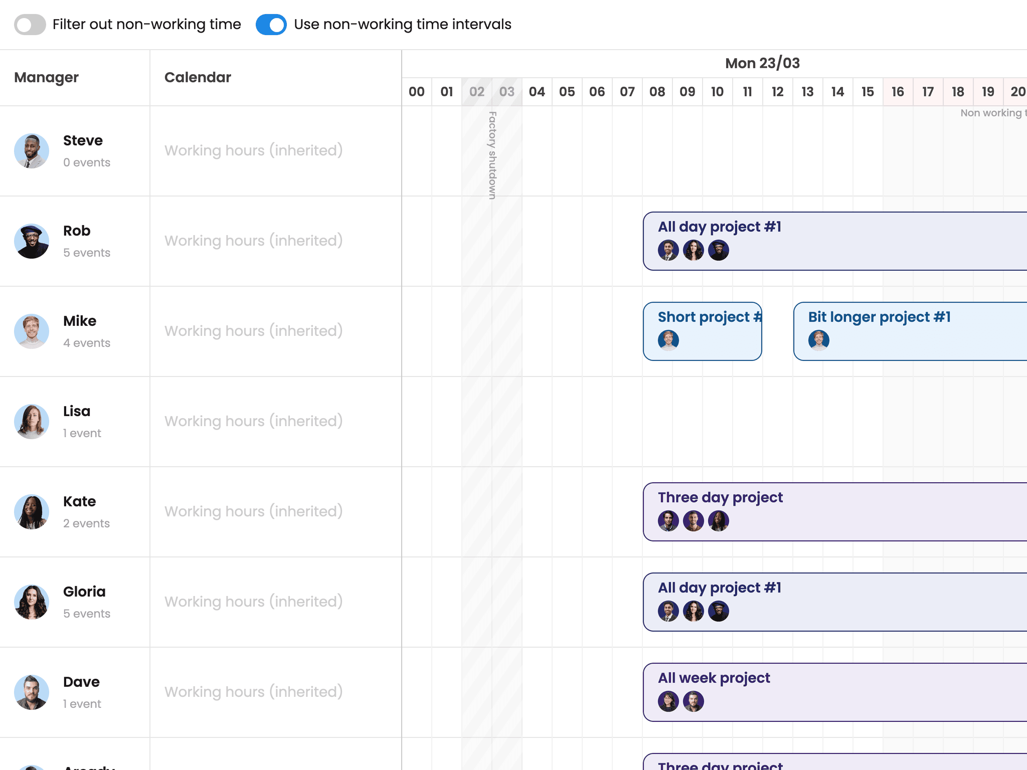 Bryntum Scheduler Pro - Pro non-working time demo (Vue 3 + Vite)