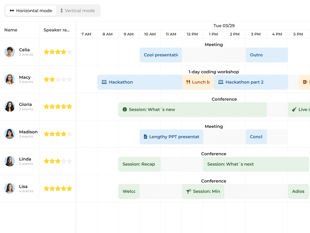 Nested events with drag-n-drop support