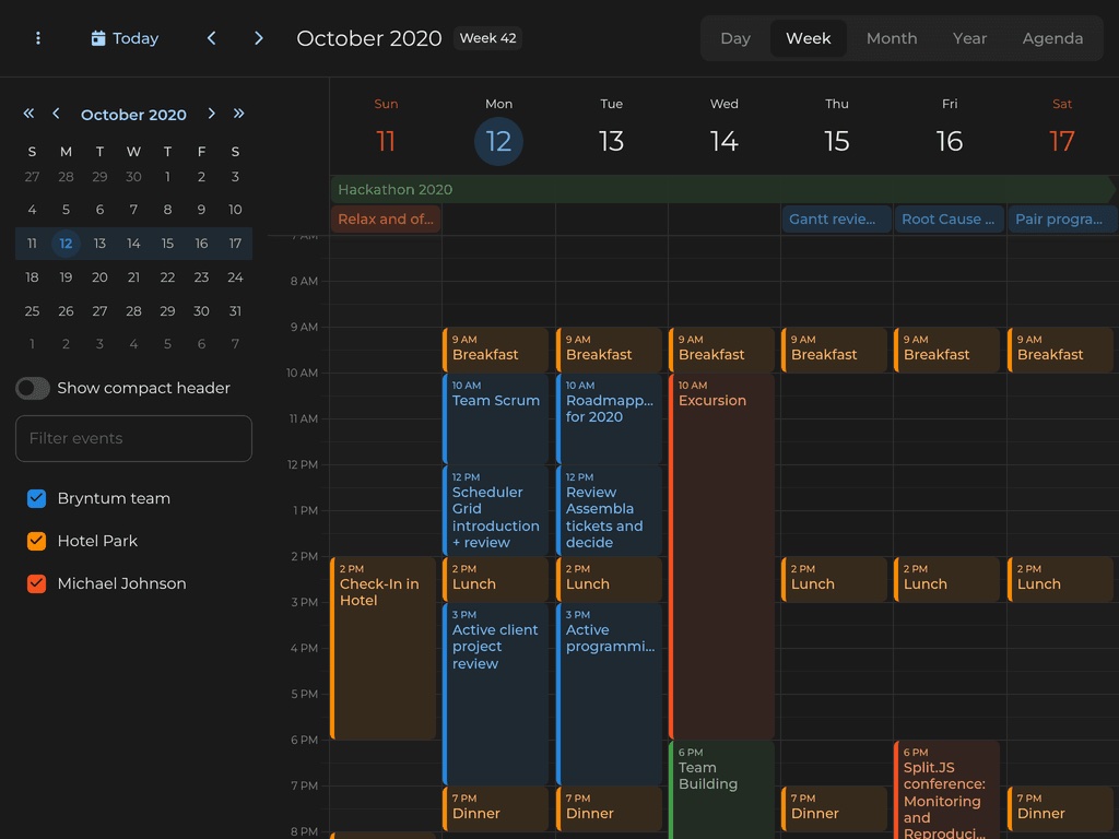 Bryntum Calendar