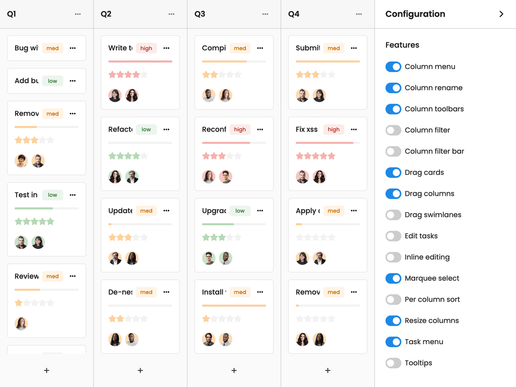 Configuration panel
